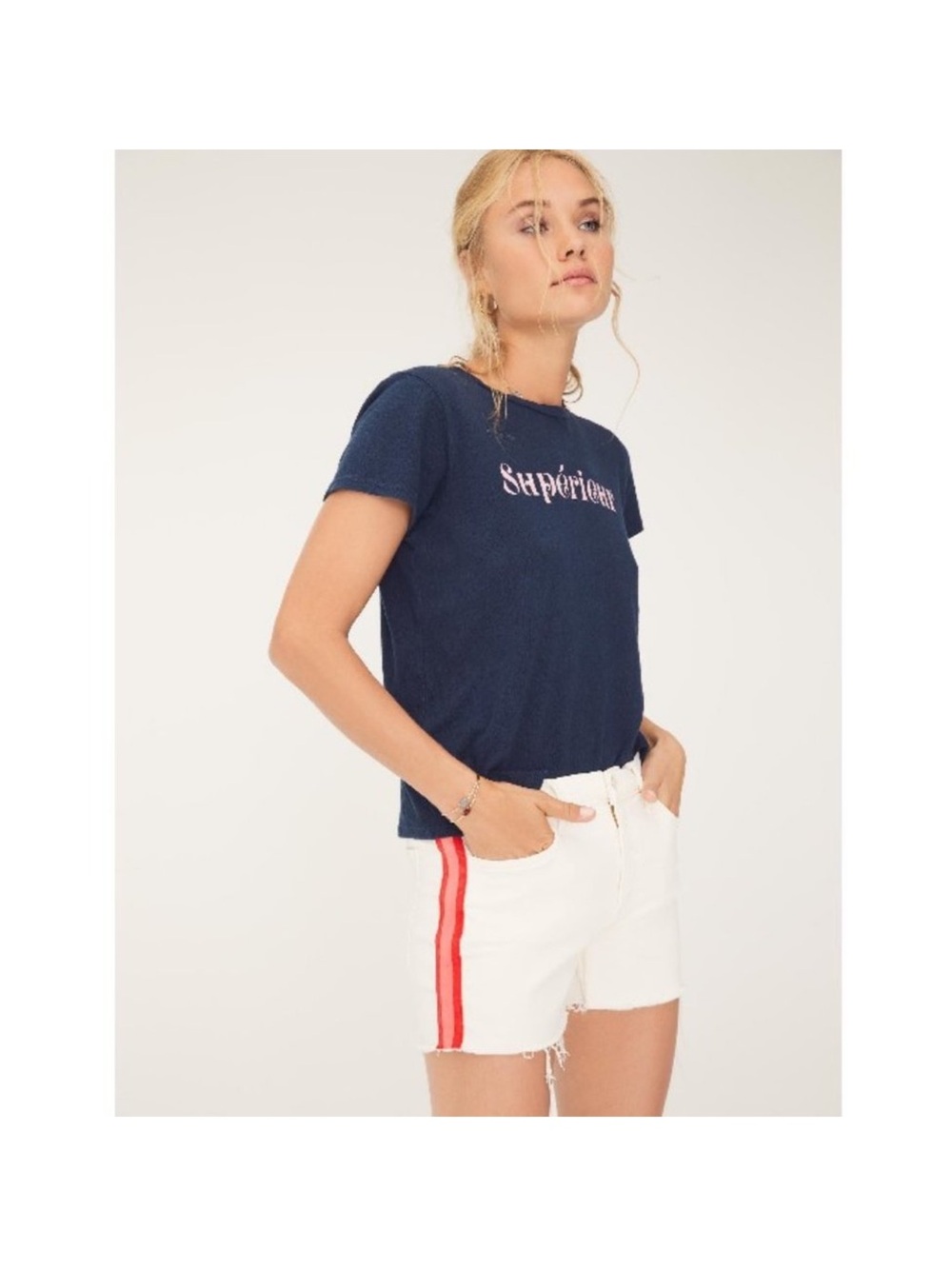 MOTHER SUPERIOR Sinful Tee Navy Blue Linen Cotton Short Sleeve Graphic Tee Small - Picture 10 of 16